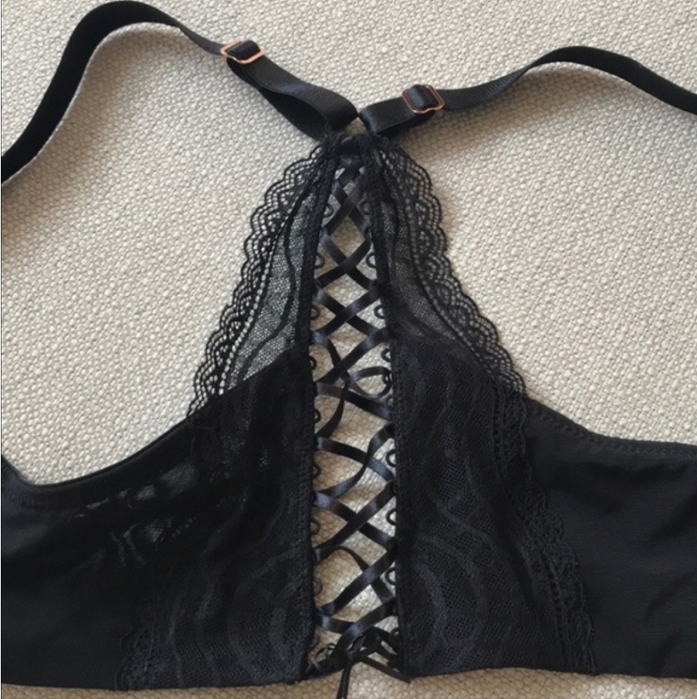 ASHLEY GRAHAM 40C Front Close/Lace-up Back Icon Bra in Green with Envy! - Picture 5 of 7